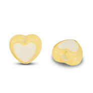 Perles acryliques c&oelig;ur Jaune-blanc