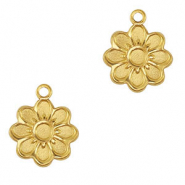 Breloques en acier Inox fleur Dor&eacute;