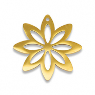 Breloques en acier Inox fleur Dor&eacute;