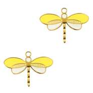 Breloques en acier Inox libellule Dor&eacute;-jaune