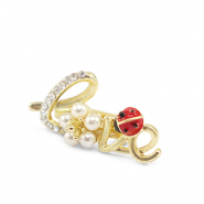Broches "love" Rouge-blanc-dor&eacute;