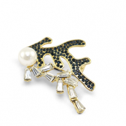Broches algues marines Bleu fonc&eacute;-dor&eacute;