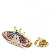 Pins papillon de nuit Marron-rose-bleu-dor&eacute;
