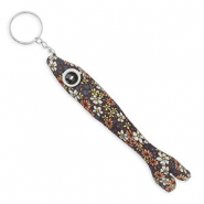 Porte-cl&eacute;s poisson 17.5cm Marron fonc&eacute;-blanc-bleu-orange-jaune