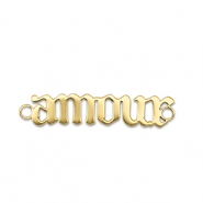 Breloques en acier Inox connecteur ''amour'' Dor&eacute;