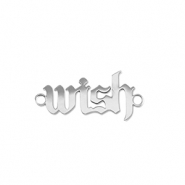 Breloques en acier Inox connecteur ''wish'' Argent&eacute;
