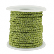 Cordon tress&eacute; tendance 3.5mm Vert-argent&eacute;
