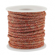 Cordon tress&eacute; tendance 3.5mm Rouge-rose-dor&eacute;
