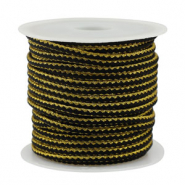 Cordon tress&eacute; tendance 2.3mm Noir-dor&eacute;