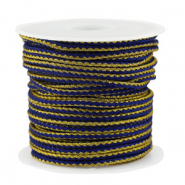 Cordon tress&eacute; tendance 2.3mm Bleu fonc&eacute;-dor&eacute;