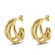 Boucles d'oreilles / puces en acier Inox Dor&eacute;
