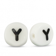 Perles lettres en c&eacute;ramique Y Blanc-noir