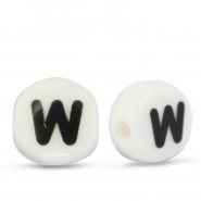 Perles lettres en c&eacute;ramique W Blanc-noir