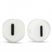 Perles lettres en c&eacute;ramique I Blanc-noir