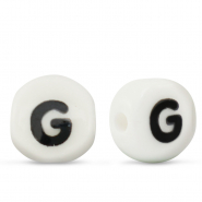 Perles lettres en c&eacute;ramique G Blanc-noir