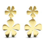 Boucles d'oreilles / puces en acier Inox fleur Dor&eacute;
