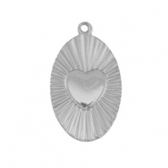 Breloques en acier Inox coeur Argent&eacute;
