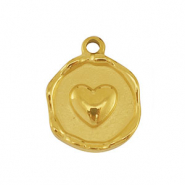 Breloques en acier Inox coeur Dor&eacute;