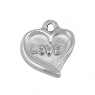Breloques en acier Inox coeur Argent&eacute;