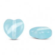 Perles en verre Oeil de chat coeur Bleu ciel