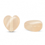 Perles en verre Oeil de chat coeur Orange p&ecirc;che
