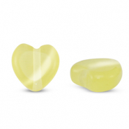Perles en verre Oeil de chat coeur Jaune