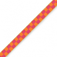 Ruban texte cubes Rose magenta-orange