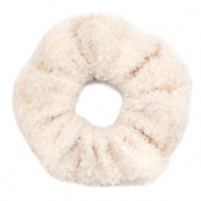Chouchou pour cheveux polaire peluche Beige cr&egrave;me