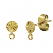 Appr&ecirc;ts en acier Inox boucles d'oreilles / puces d&rsquo;oreilles rond avec anneau Dor&eacute;