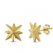Boucles d'oreilles / puces d&rsquo;oreilles en acier Inox &eacute;toile Dor&eacute;