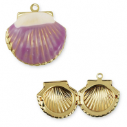 M&eacute;tal TQ laiton breloques coquille Dor&eacute;-violet