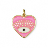 M&eacute;tal TQ laiton breloques coeur Oeil porte-bonheur Dor&eacute;-rose-blanc
