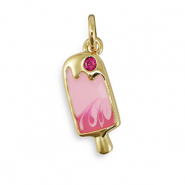 M&eacute;tal TQ laiton breloques zirconium sorbet Dor&eacute;-rose