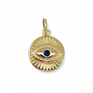M&eacute;tal TQ laiton breloques zirconium oeil porte-bonheur Dor&eacute;-bleu fonc&eacute;