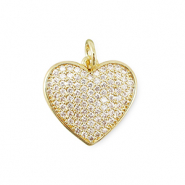M&eacute;tal TQ laiton breloques zirconium coeur Dor&eacute;