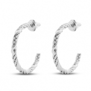 Boucles d'oreilles / puces en acier Inox cr&eacute;oles Argent&eacute;