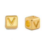 Perles alphabet en m&eacute;tal DQ V Dor&eacute; (sans nickel)