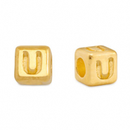 Perles alphabet en m&eacute;tal DQ U Dor&eacute; (sans nickel)