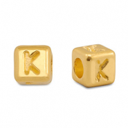Perles alphabet en m&eacute;tal DQ K Dor&eacute; (sans nickel)