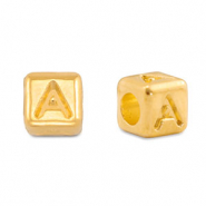 Perles alphabet en m&eacute;tal DQ A Dor&eacute; (sans nickel)