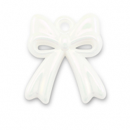 Breloques acrylique n&oelig;ud Blanc-pearl shine coating