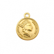 Breloques en acier Inox pi&egrave;ce de monnaie Dor&eacute;