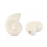 Perles en c&eacute;ramique DQ grecque coquille Blanc