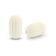 Perles acryliques ovale Blanc cass&eacute;