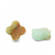 Pierres naturelles perles Amazonite tr&egrave;fle Vert turquoise multicolore