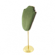 Pr&eacute;sentoir bijoux buste pour colliers Verte olive-dor&eacute;