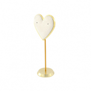 Pr&eacute;sentoir bijoux en forme de c&oelig;ur pour boucles d'oreilles Blanc cass&eacute;-dor&eacute;