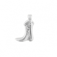 Breloques en acier Inox botte de cow-boy Argent&eacute;