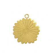 Breloques en acier Inox fleur Dor&eacute; /