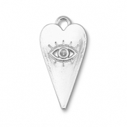 Breloques en m&eacute;tal coeur Oeil porte-bonheur Argent&eacute;